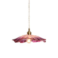 Blumenförmige Glas-Pendelleuchte aus geriffeltem Glas mit gedrehtem Kabel