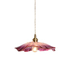 Blumenförmige Glas-Pendelleuchte aus geriffeltem Glas mit gedrehtem Kabel