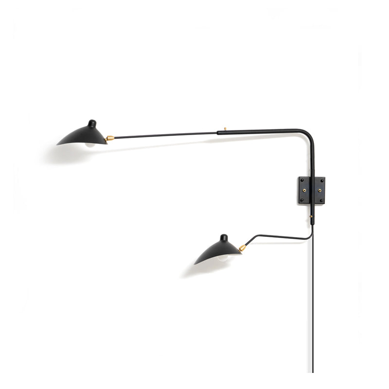 Metall-Wandleuchte mit Schwenkarm, Stecker und Schalter